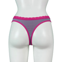 Soft Touch Stretch Microfibre Thong - Storm Grey & Raspberry