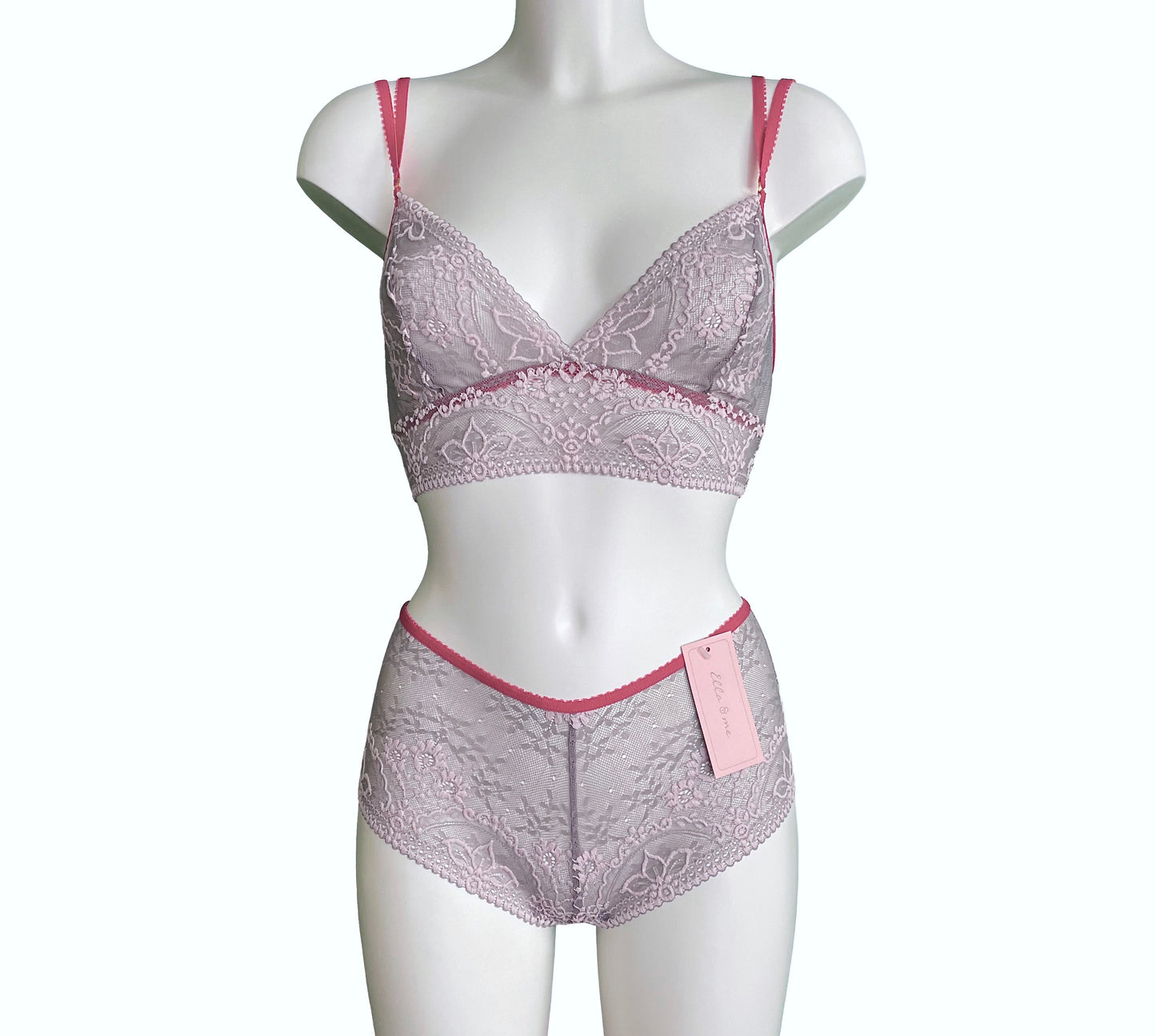 Jacquard Lace Bralette - Pink Pewter