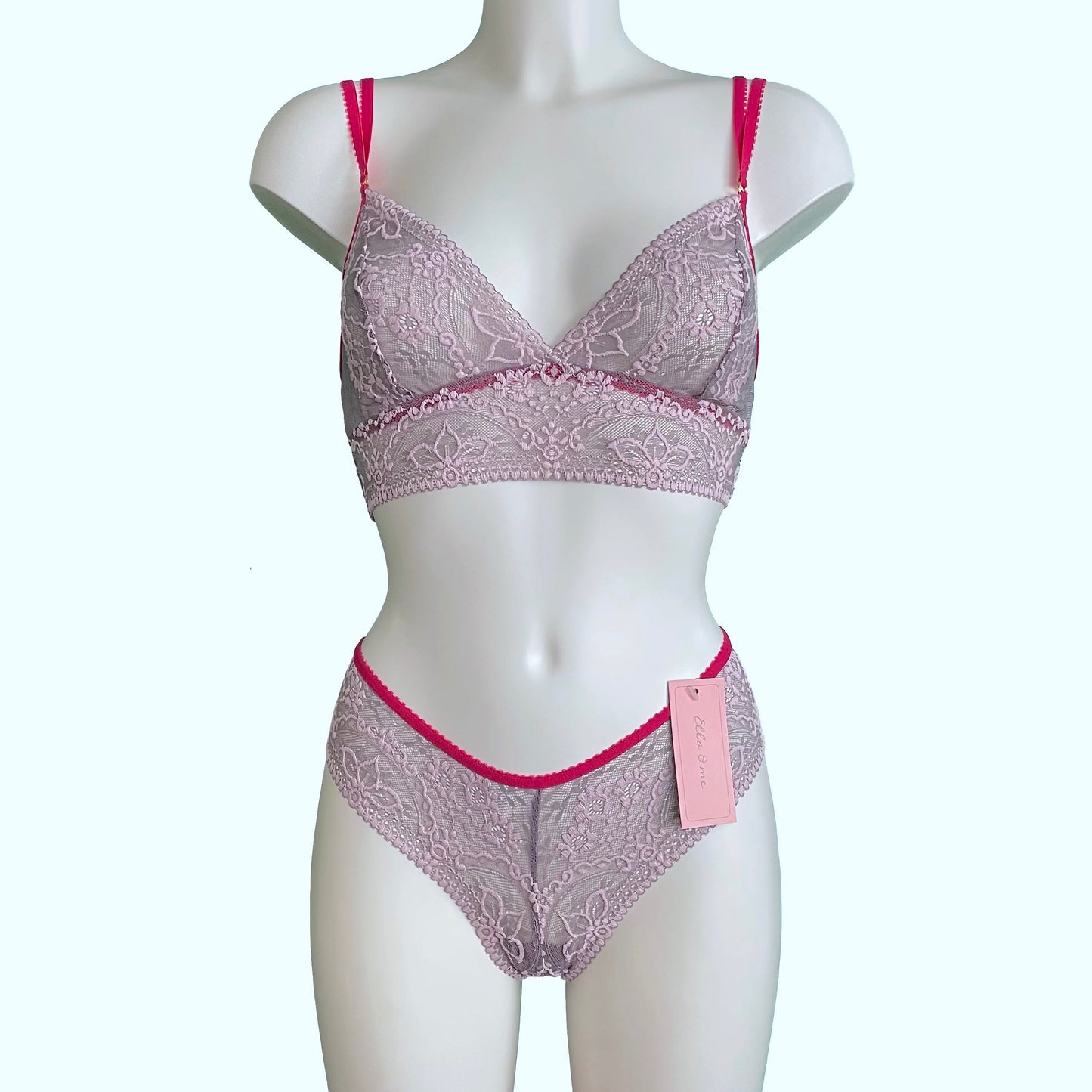 Jacquard Lace Brazilian Fit Knicker - Pink Pewter