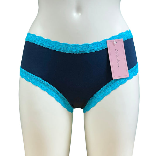 Soft Bamboo Jersey Classic Fit Knicker - Navy & Turquoise