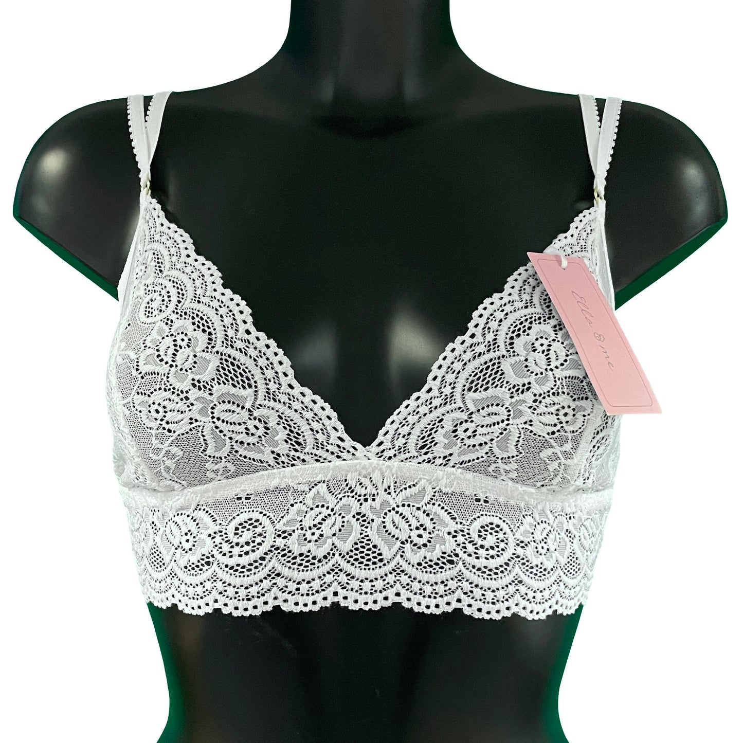 Jacquard Rose Lace Bralette - White