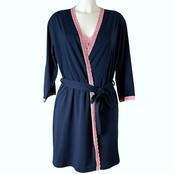 Bamboo Soft Knit Jersey Short Wrap - Midnight & Vintage Rose