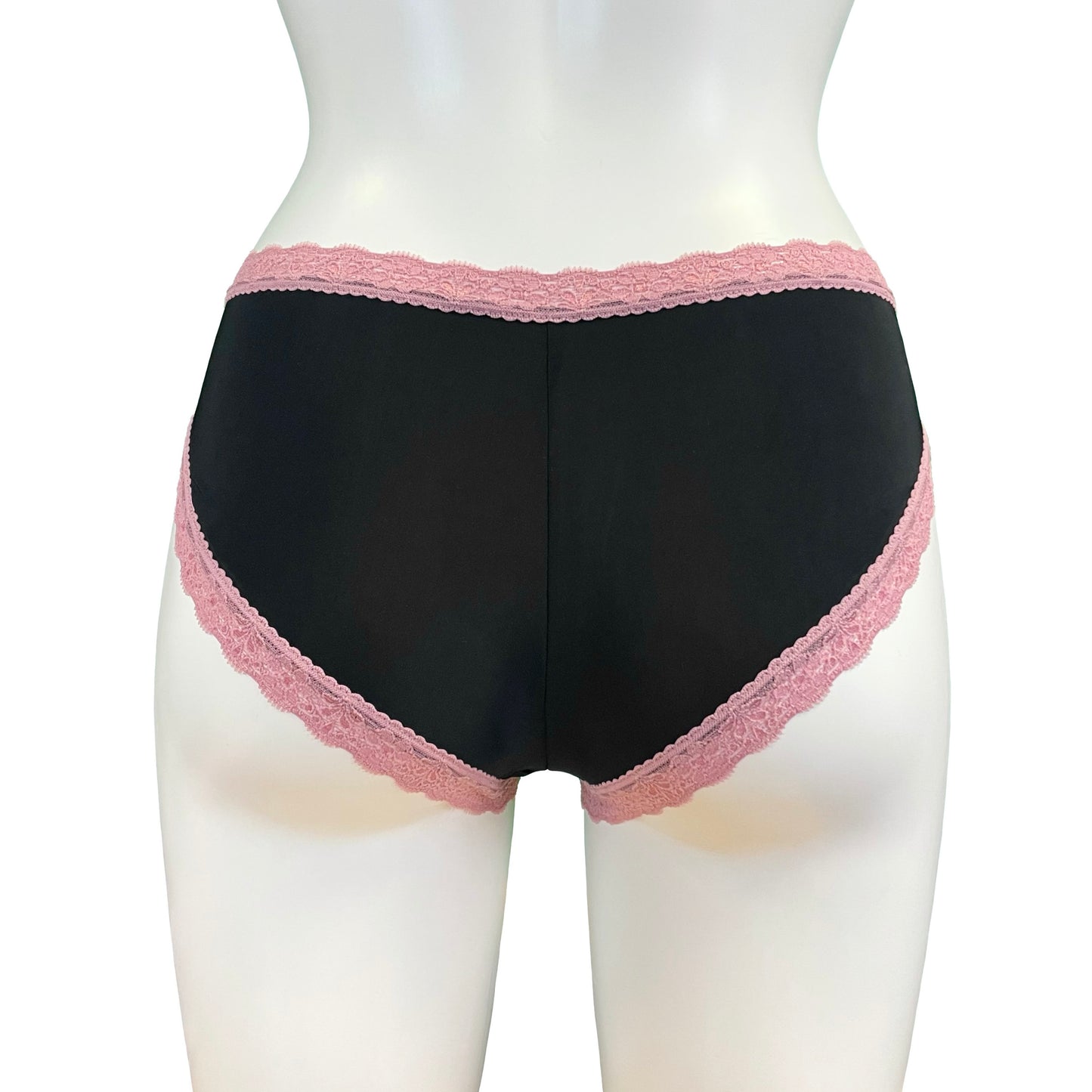 Soft Touch High Leg Knicker - Black & Vintage Rose