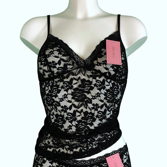 Signature Lace Strappy Cami Top - Black