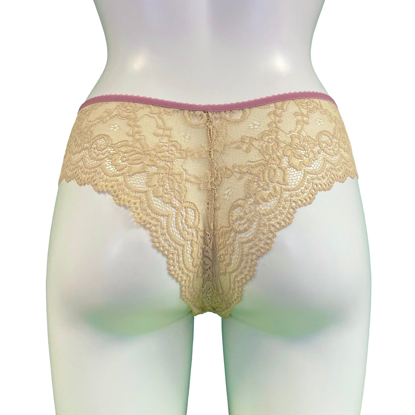 Jacquard Rose Lace Brazilian Fit Knicker - Honey