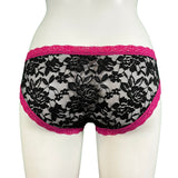 Signature Lace Cheeky Fit Knicker - Black & Raspberry