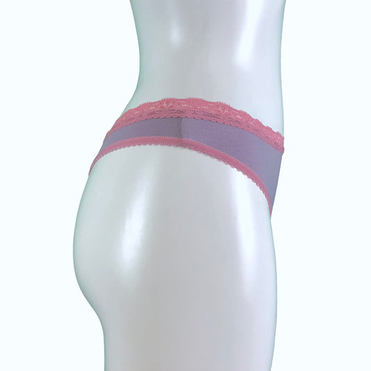Soft Bamboo Jersey Thong - Grey Mist & Vintage Rose