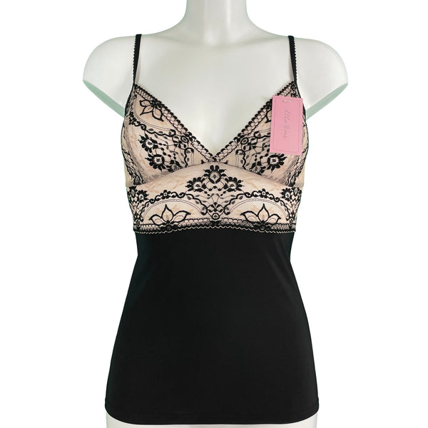 Soft Touch & Jacquard Lace Strappy Cami Top - Art Deco
