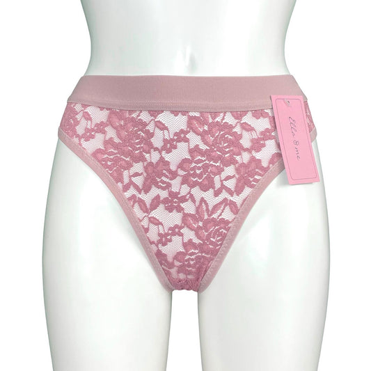 Signature Lace Hi-Rise Thong - Blush