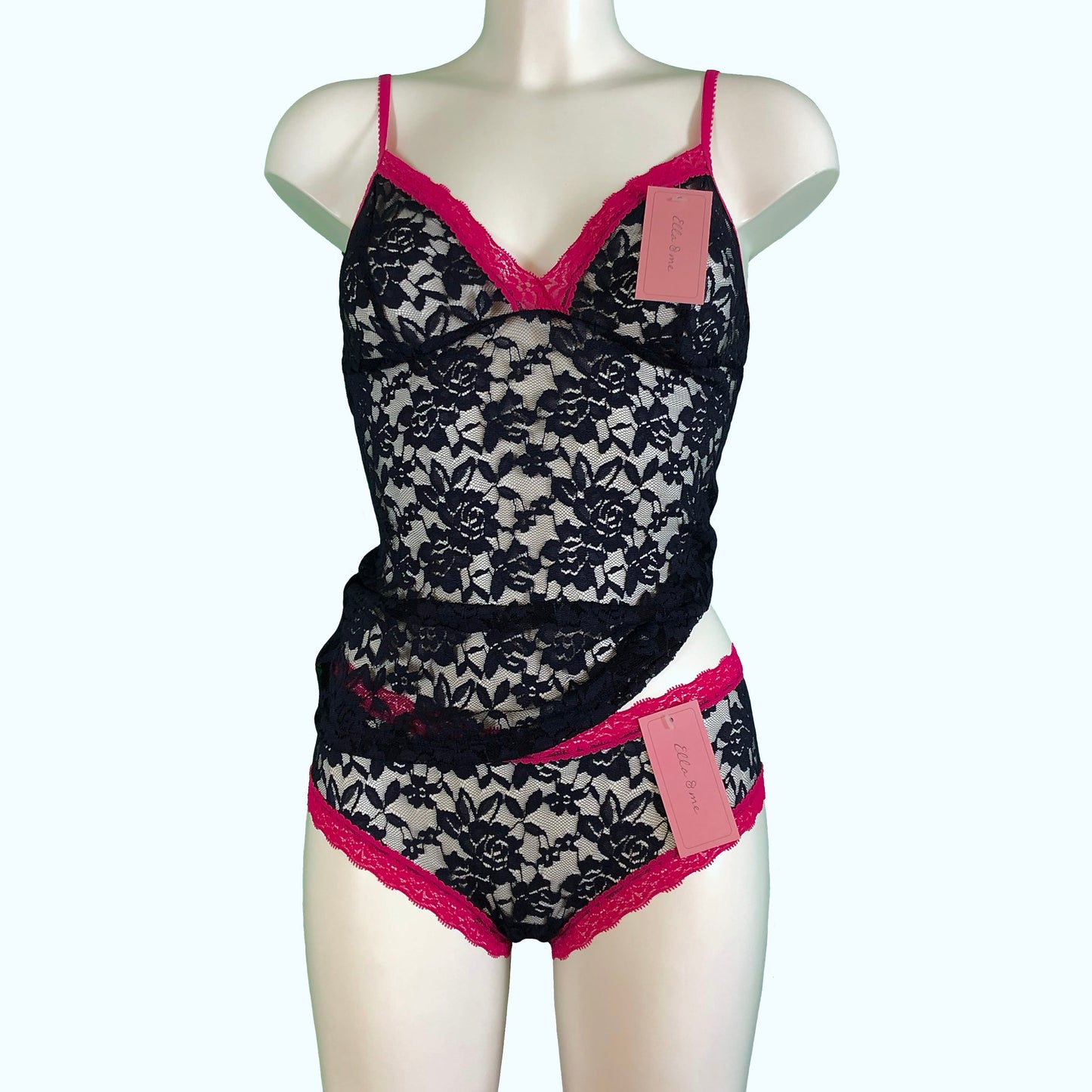 Signature Lace Classic Fit Knicker - Navy & Raspberry