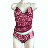 Signature Lace Strappy Cami Top - Rosewood & Spearmint