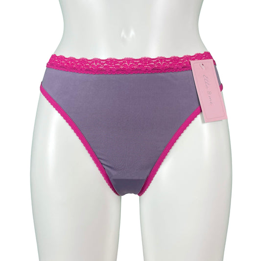 Soft Touch Stretch Microfibre Thong - Storm Grey & Raspberry