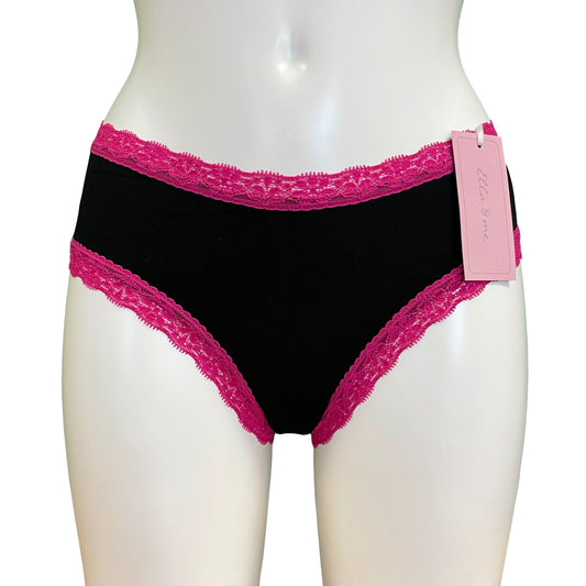 Soft Bamboo Jersey Classic Fit Knicker - Black & Raspberry