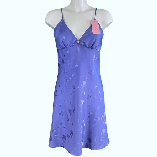 Floral Satin Jacquard Chemise - Iris