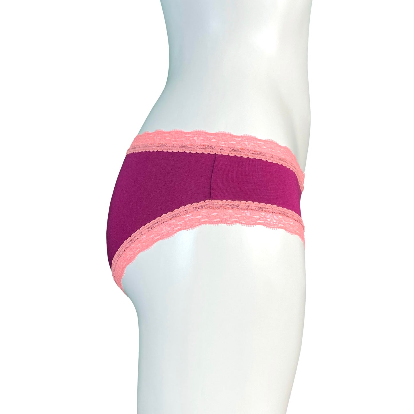 Soft Bamboo Jersey Cheeky Fit Knicker - Raspberry & Coral