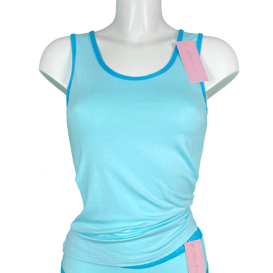 Soft Bamboo Jersey Scoop Neck Tank Top - Aqua & Turquoise