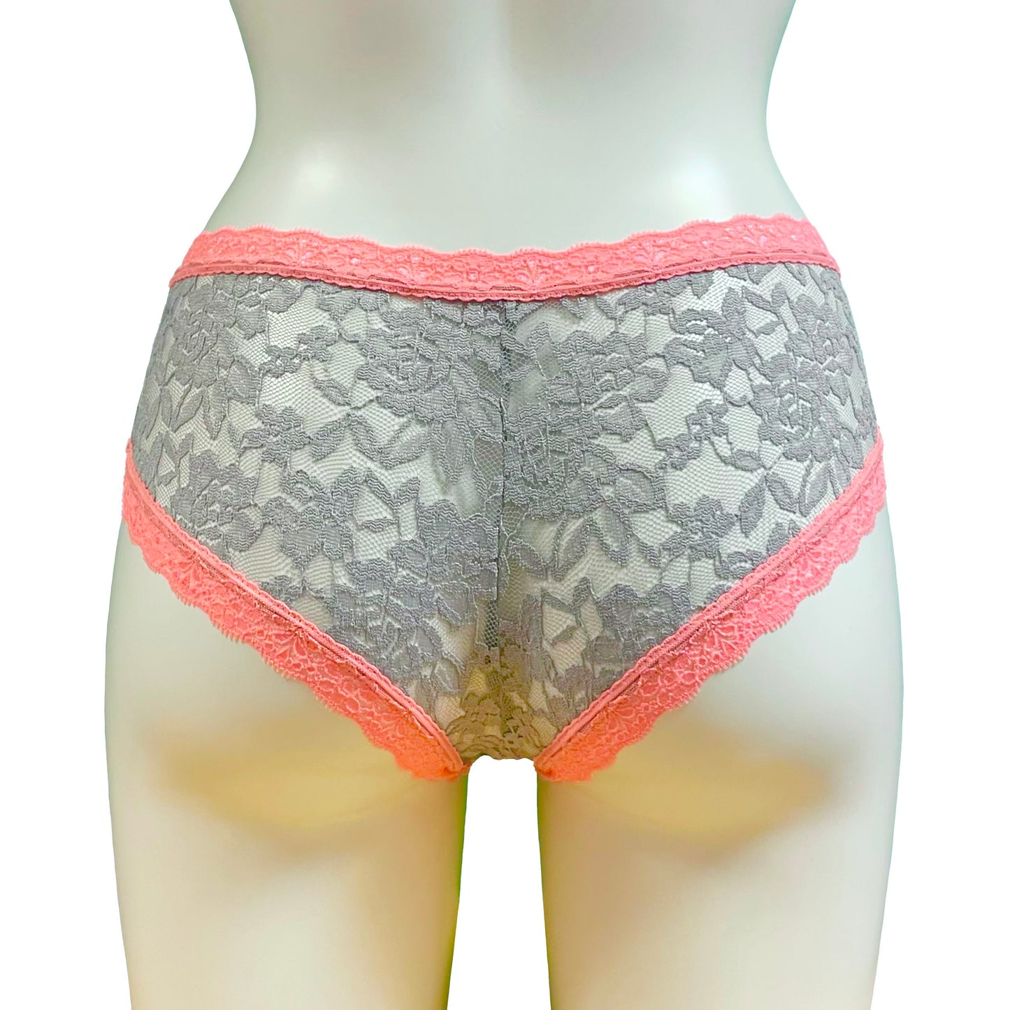 Signature Lace Classic Fit Knicker - Grey Mist & Coral