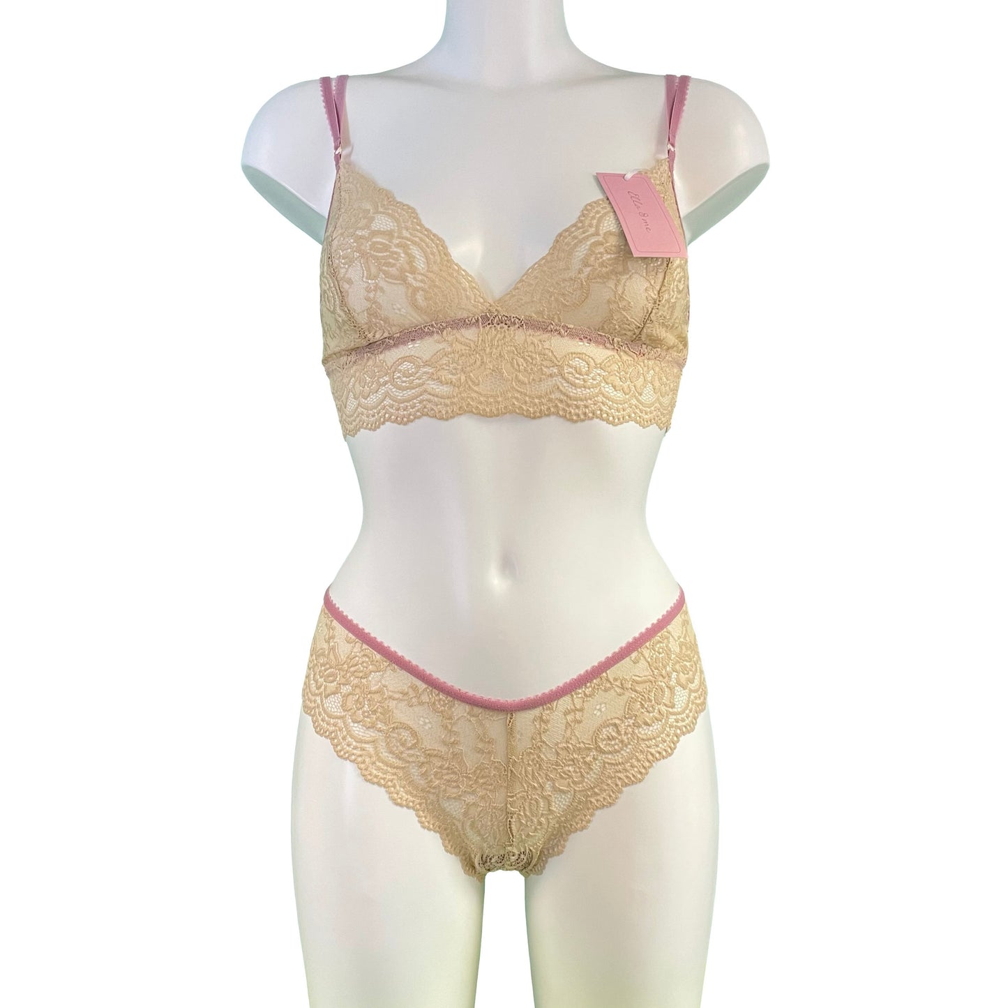 Jacquard Rose Lace Brazilian Fit Knicker - Honey