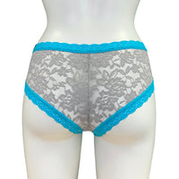 Signature Lace Classic Fit Knicker - Grey Mist & Turquoise