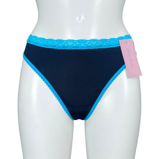 Soft Touch Stretch Microfibre Thong - Midnight & Turquoise