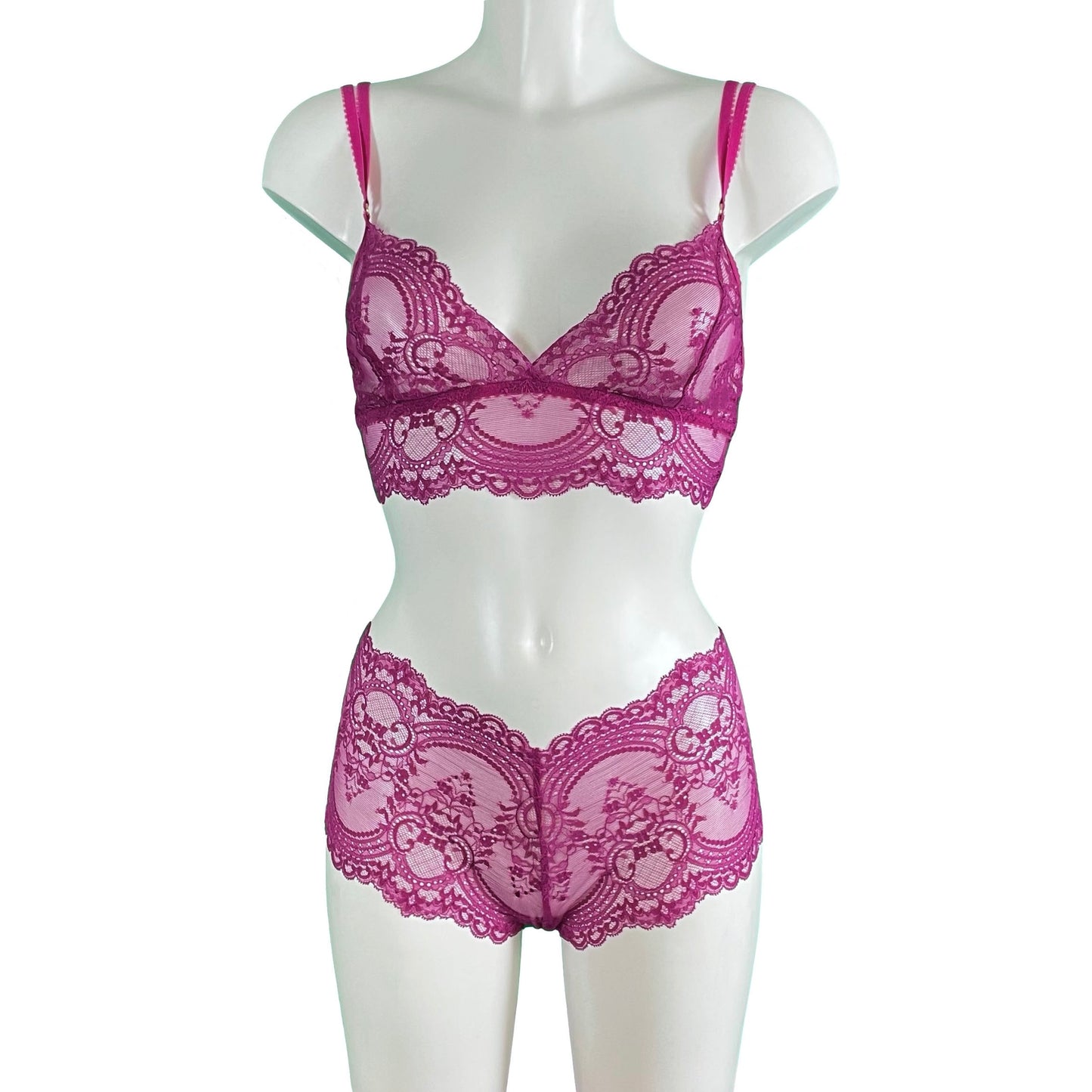 Jacquard Lace Classic Fit Knicker - Raspberry