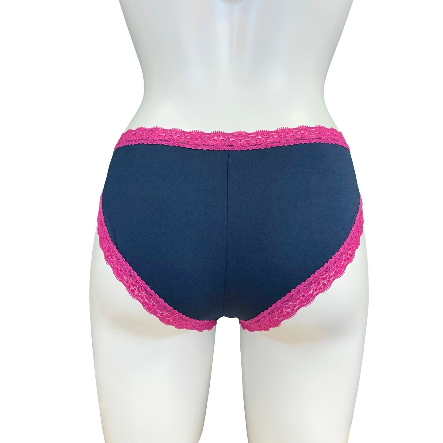 Soft Bamboo Jersey High Leg Knicker - Navy & Raspberry