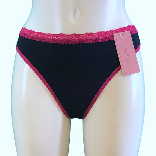 Soft Bamboo Jersey Thong - Navy & Raspberry