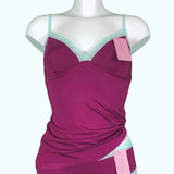 Soft Bamboo Jersey Strappy Cami Top - Rosewood & Spearmint