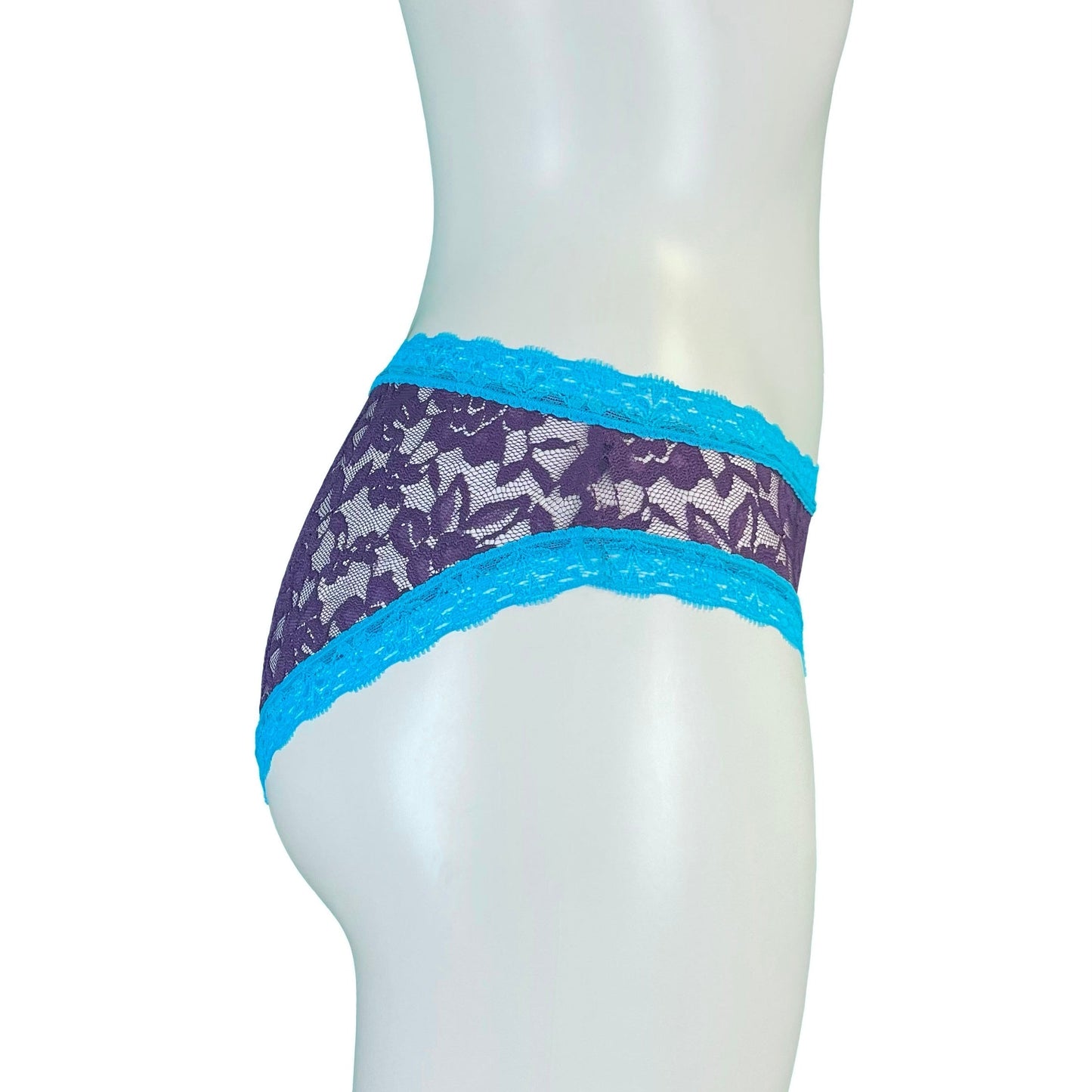 Signature Lace High Leg Knicker - Violet & Turquoise