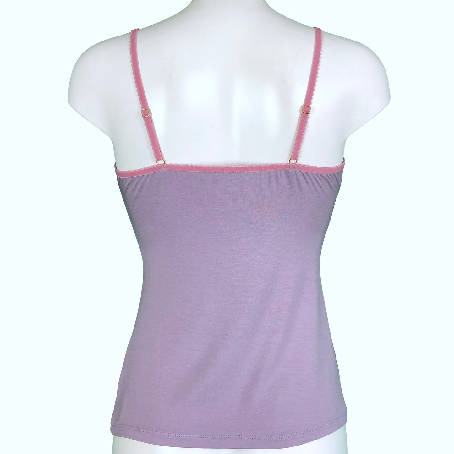 Soft Bamboo Jersey Strappy Cami Top - Grey Mist & Vintage Rose