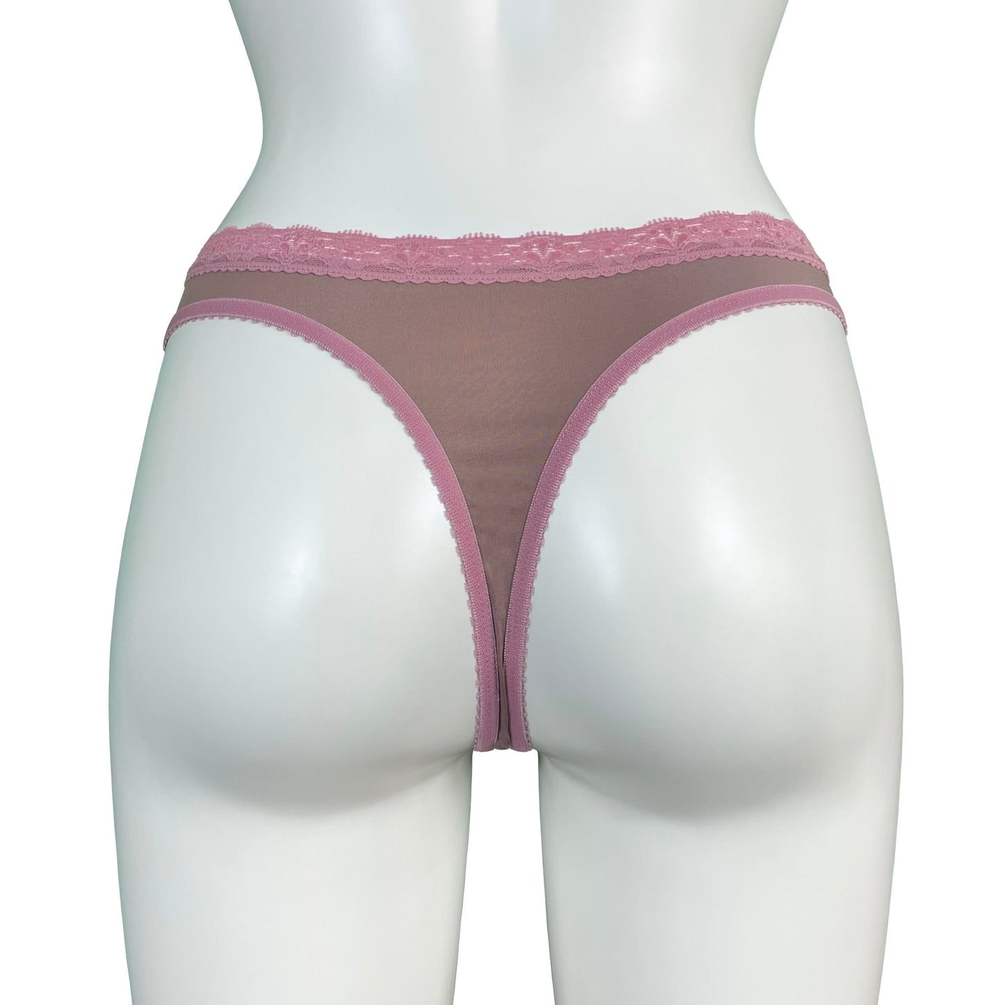 Soft Touch Stretch Microfibre Thong - Coffee & Vintage Rose