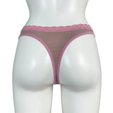 Soft Touch Stretch Microfibre Thong - Coffee & Vintage Rose