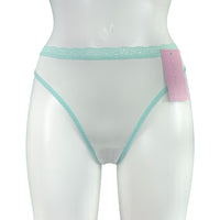 Soft Touch Stretch Microfibre Thong - Ivory & Spearmint