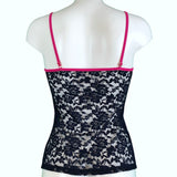 Signature Lace Strappy Cami Top - Navy & Raspberry