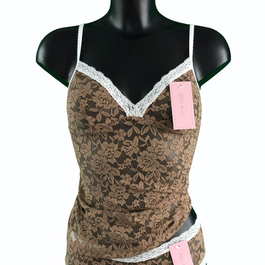 Signature Lace Strappy Cami Top - Gold Dust & Ivory