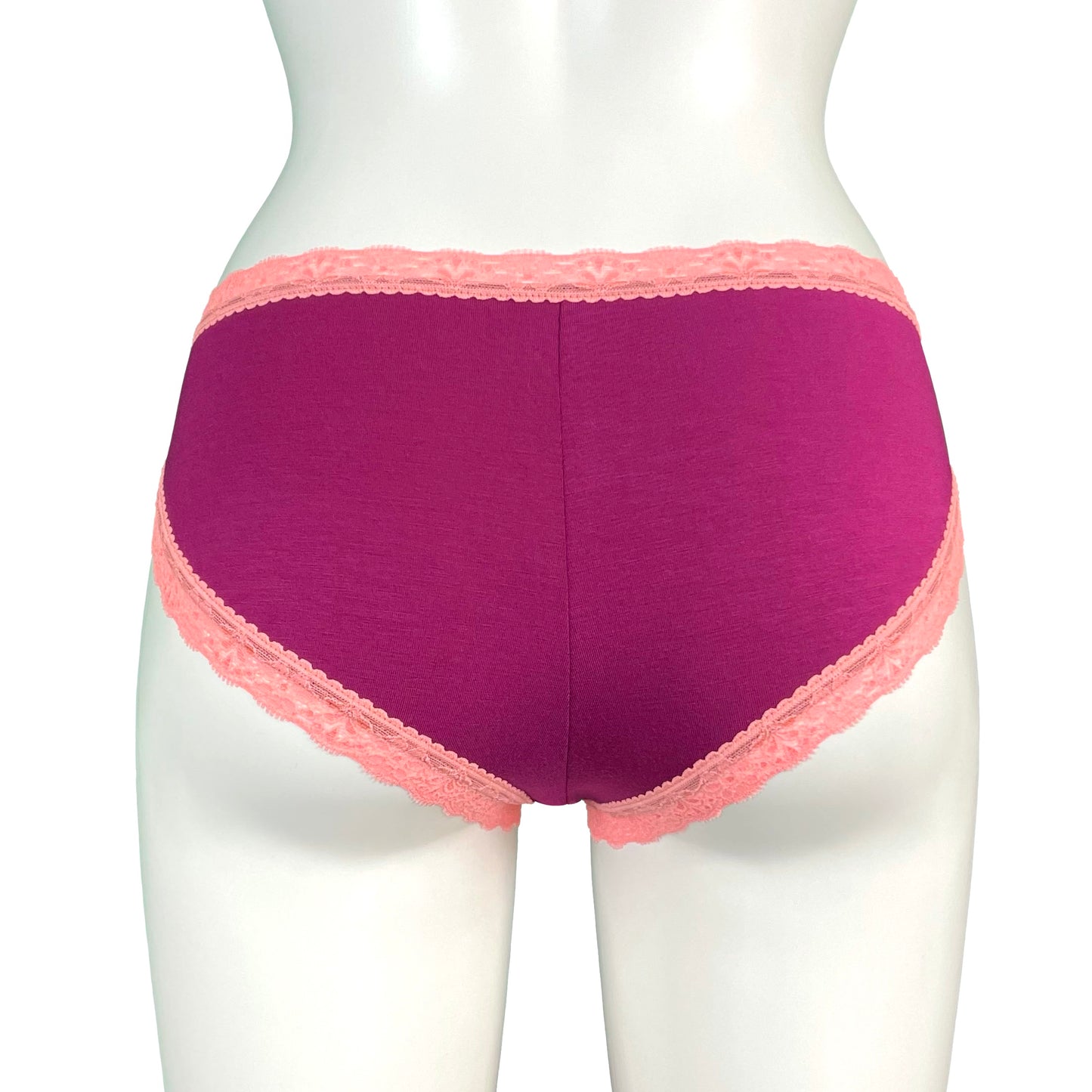 Soft Bamboo Jersey High Leg Knicker - Raspberry & Coral