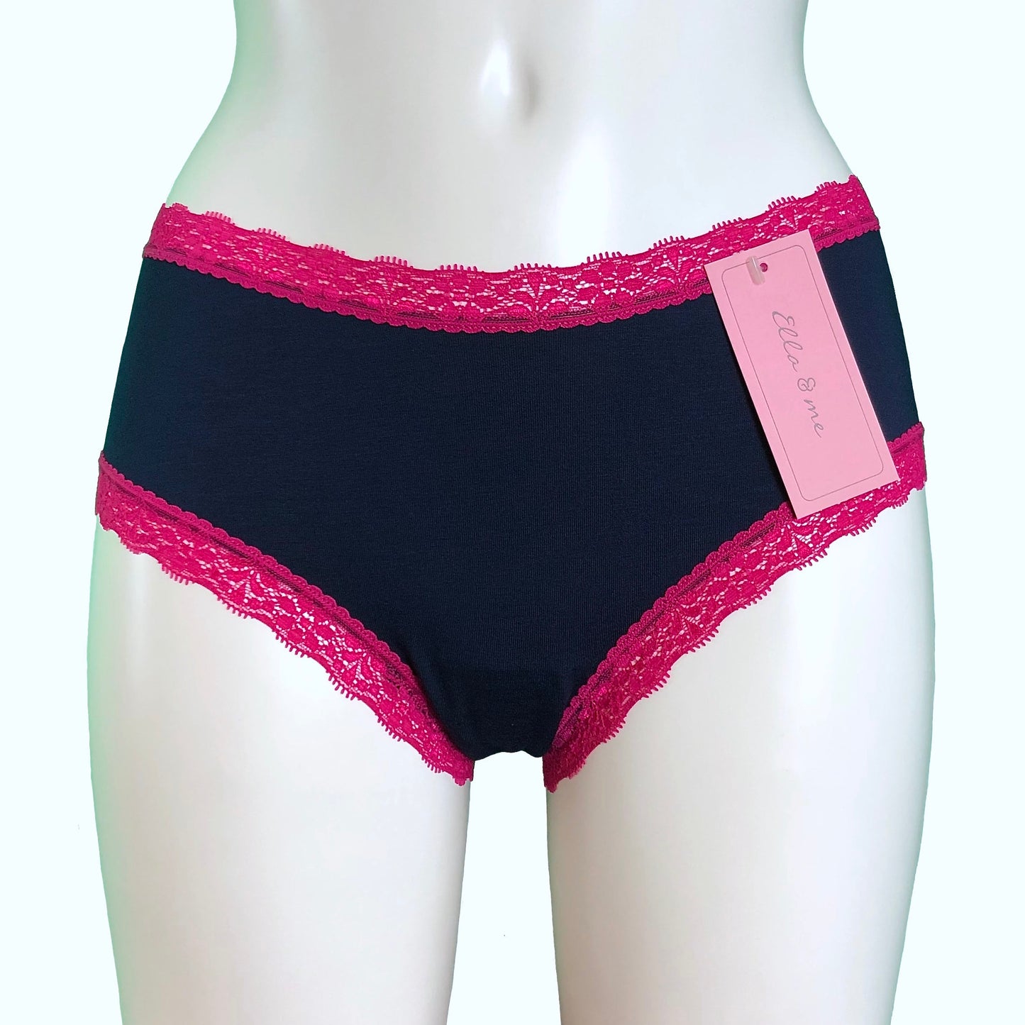 Soft Bamboo Jersey Classic Fit Knicker - Navy & Raspberry
