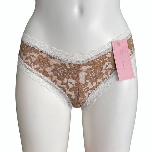 Signature Lace Brazilian Fit Knicker - Gold Dust & Ivory