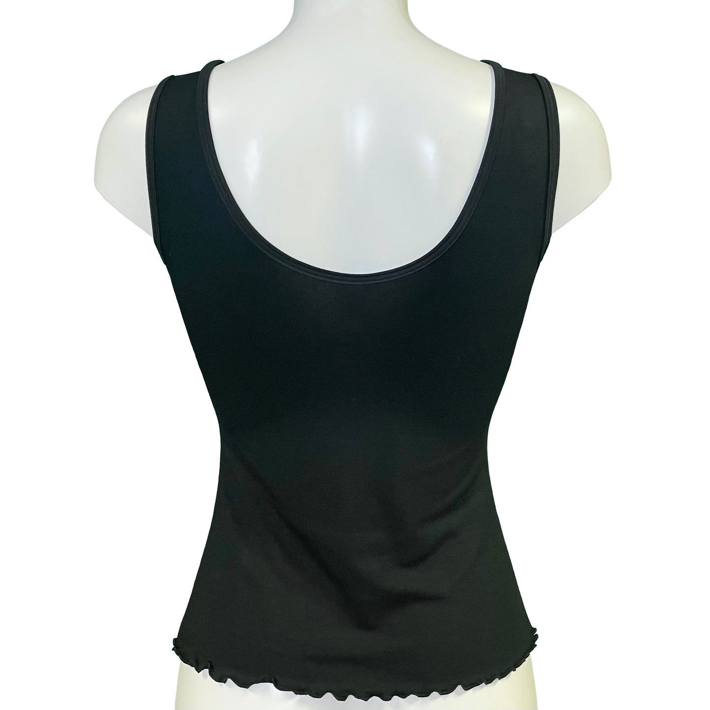 Soft Bamboo Jersey Lace Trim Cami Vest - Black & Turquoise