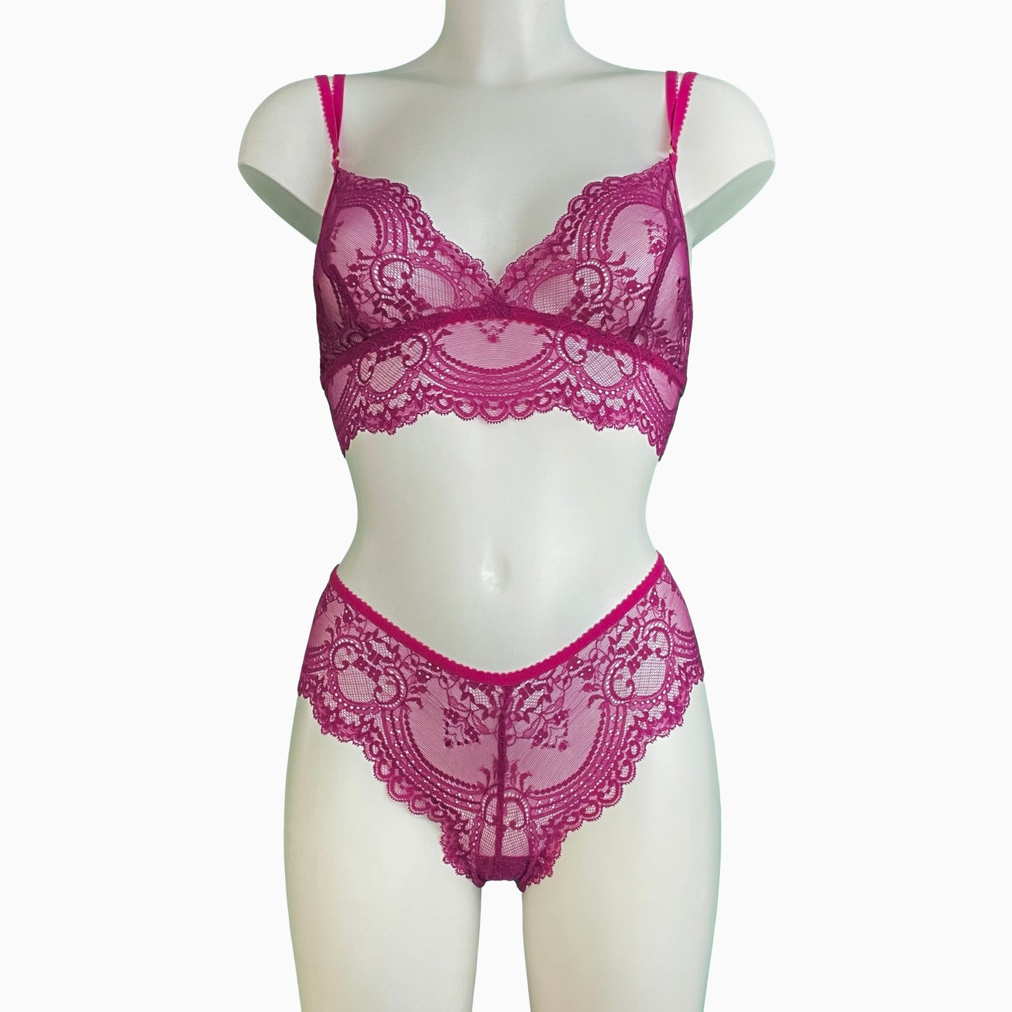 Jacquard Lace Brazilian Fit Knicker - Raspberry