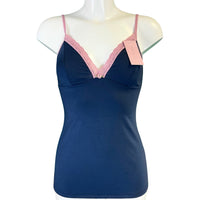Bamboo Soft Knit Jersey Strappy Top - Midnight & Vintage Rose