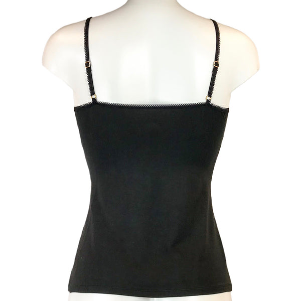 Soft Bamboo Jersey Strappy Cami Top - Black