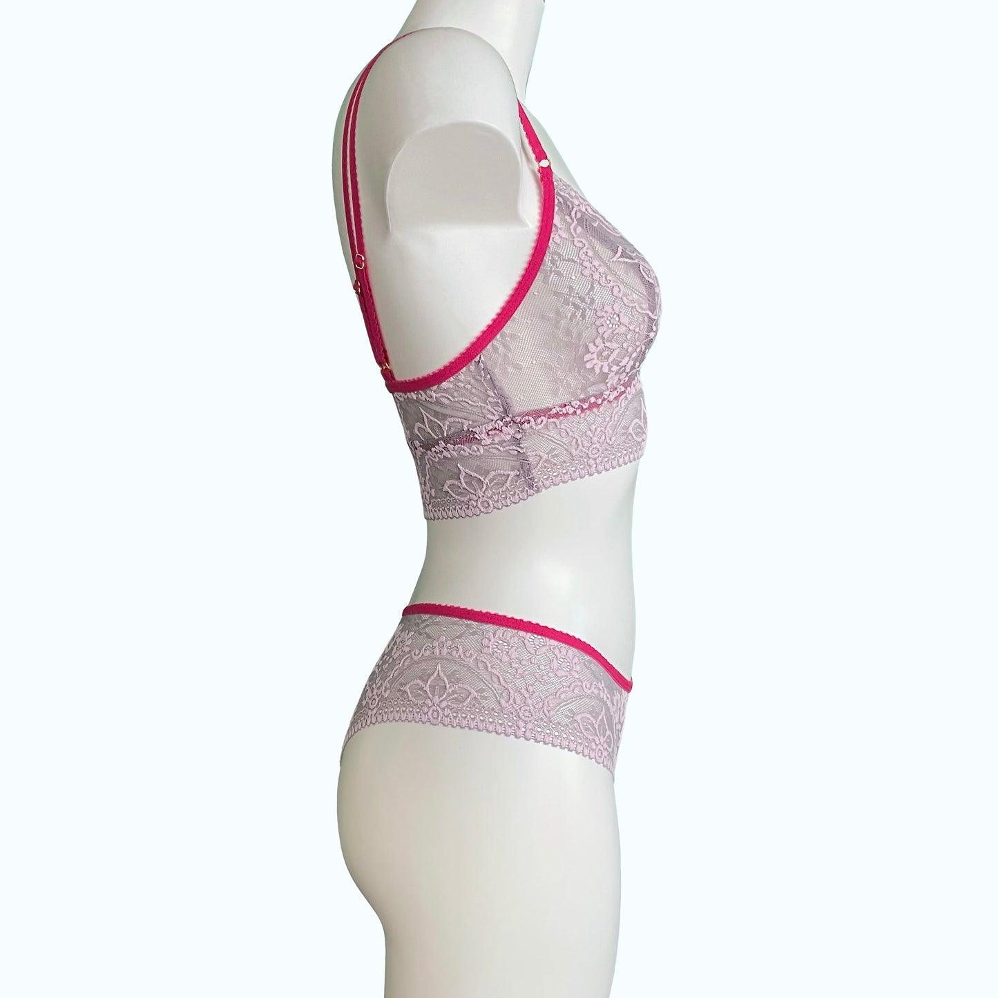 Jacquard Lace Bralette - Pink Pewter