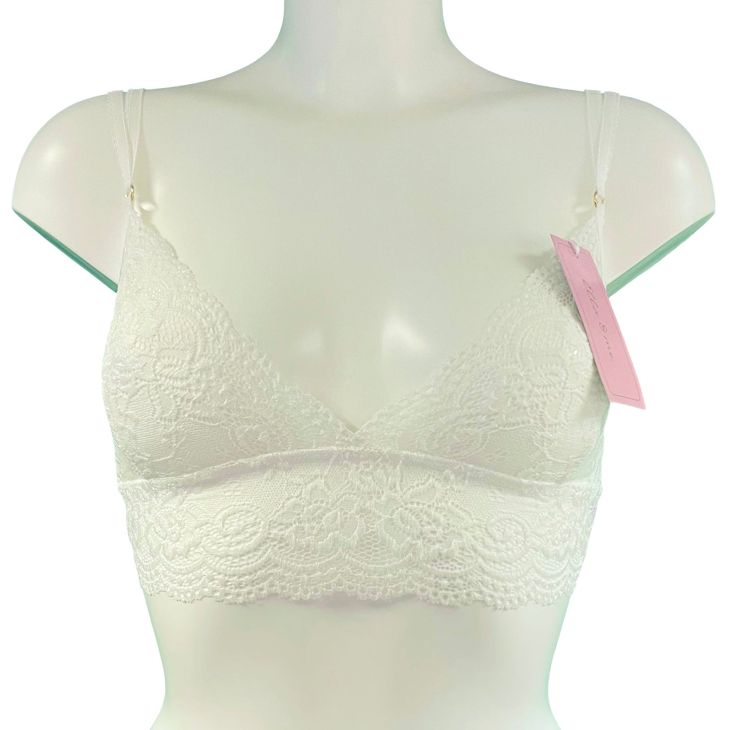 Jacquard Rose Lace Bralette - Ivory