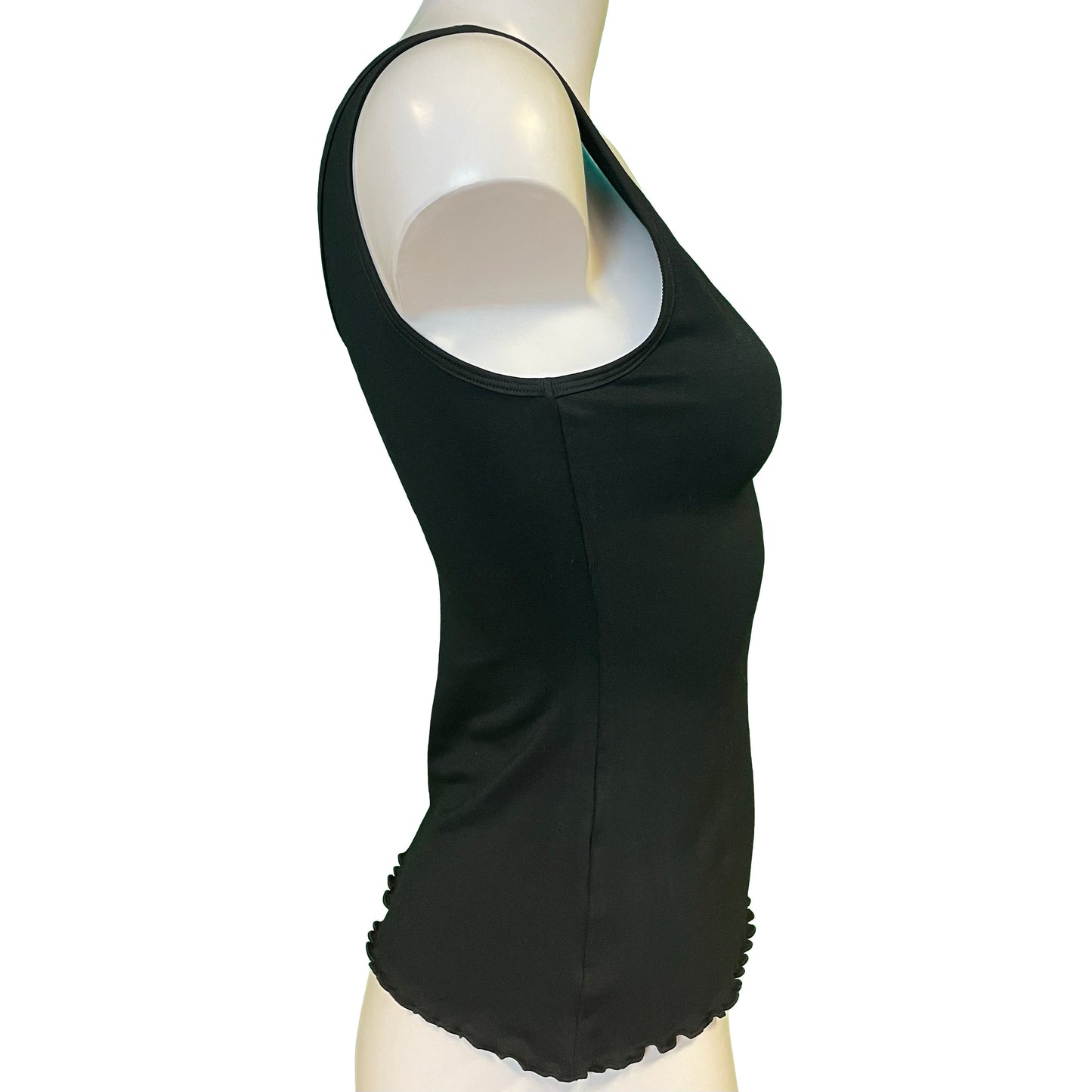 Soft Bamboo Jersey Lace Trim Cami Vest - Black & Raspberry