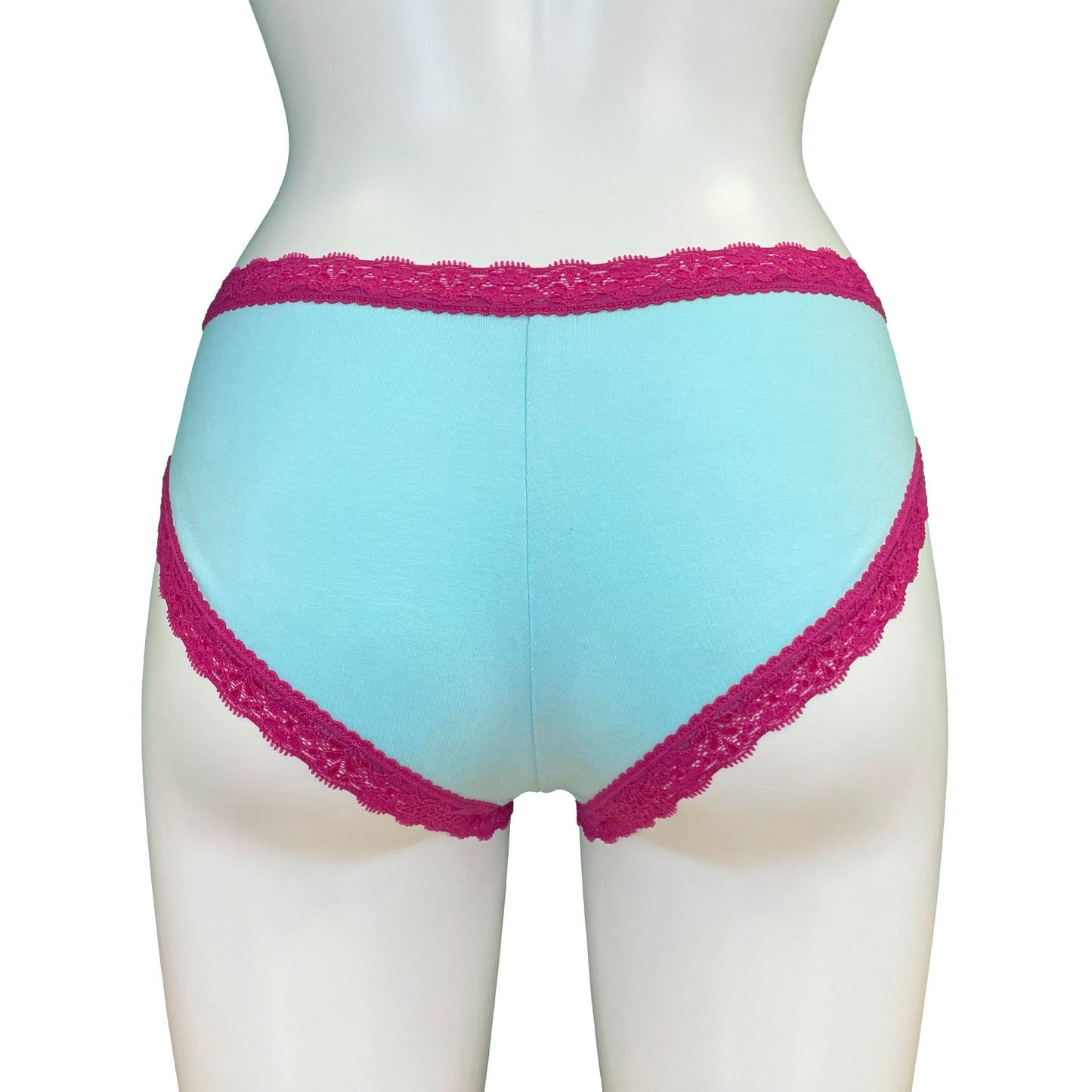 Soft Bamboo Jersey High Leg Knicker - Pink & Aqua Two Pack