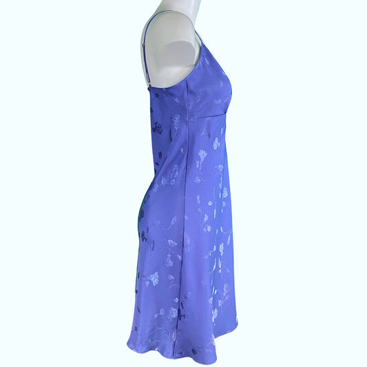 Floral Satin Jacquard Chemise - Iris