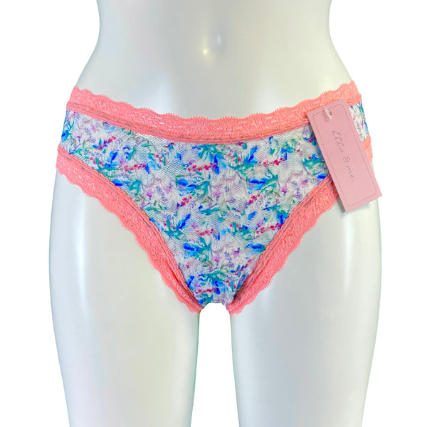 Signature Lace High Leg Knicker - Wildflowers & Coral