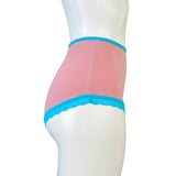 High Waist ‘Soft Touch’ Knicker - Antique Rose & Turquoise