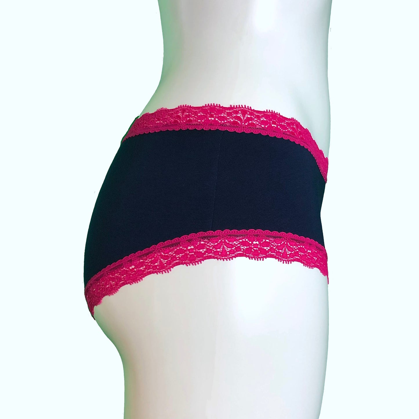 Soft Bamboo Jersey Classic Fit Knicker - Navy & Raspberry